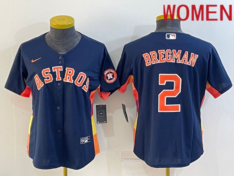 Women Houston Astros 2 Bregman Blue Game Nike 2022 MLB Jerseys